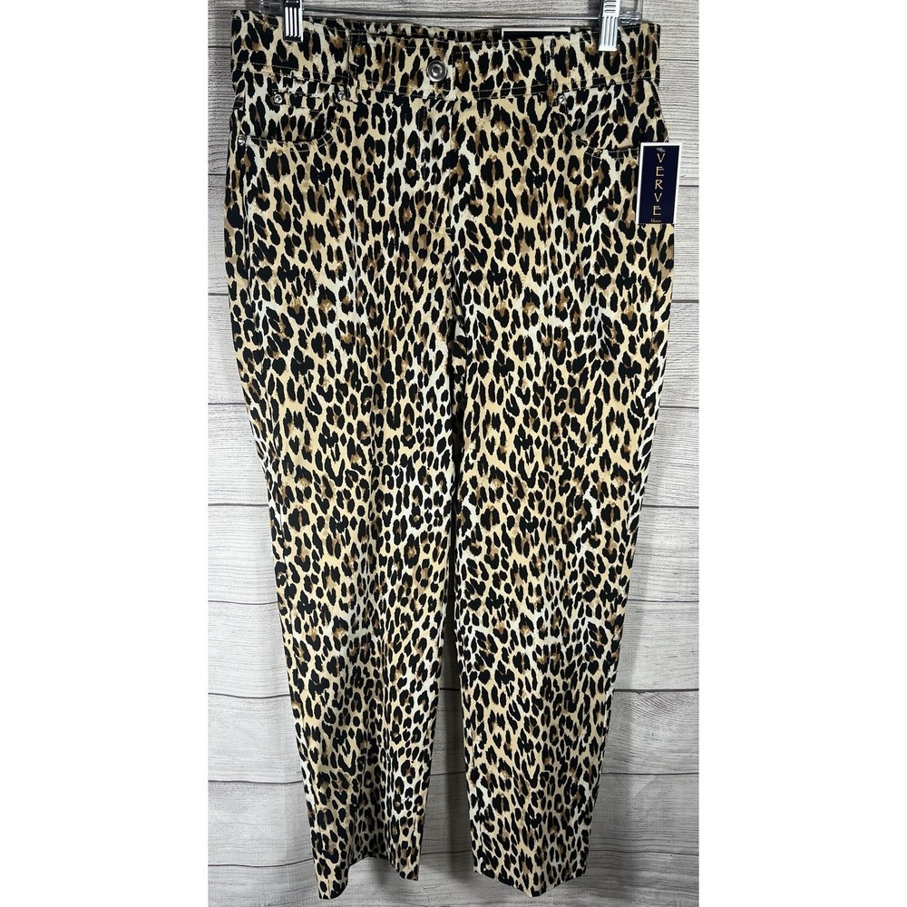 NWT Verve Blues Leopard Print Ankle Pants Size 10 Stretch Comfort Waist‎
